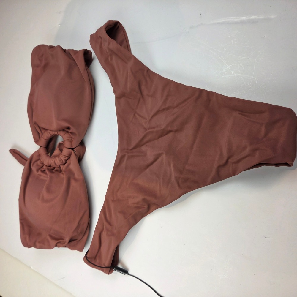 Zaful Bikini Set Women S Rust O-Ring Bandeau High Cut Beach Summer Boho 601 NWT - Picture 8 of 13